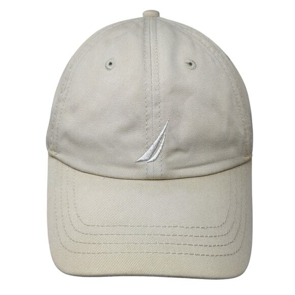 Nautica Slideback Baseball Cap Beige One Size Adjustable Embroidered 6 Panel - Picture 1 of 9